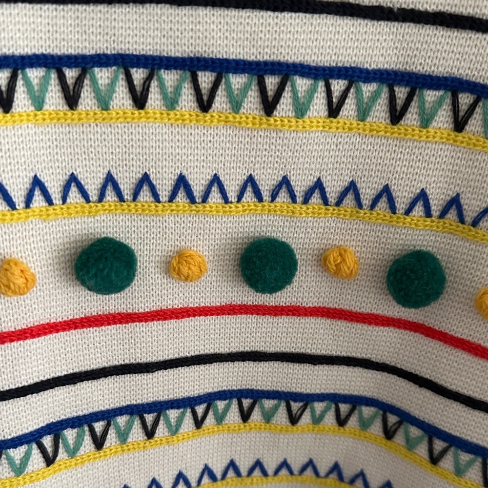 Boden Knit Multicolor Patterned Pompom Cardigan - Picture 5 of 5